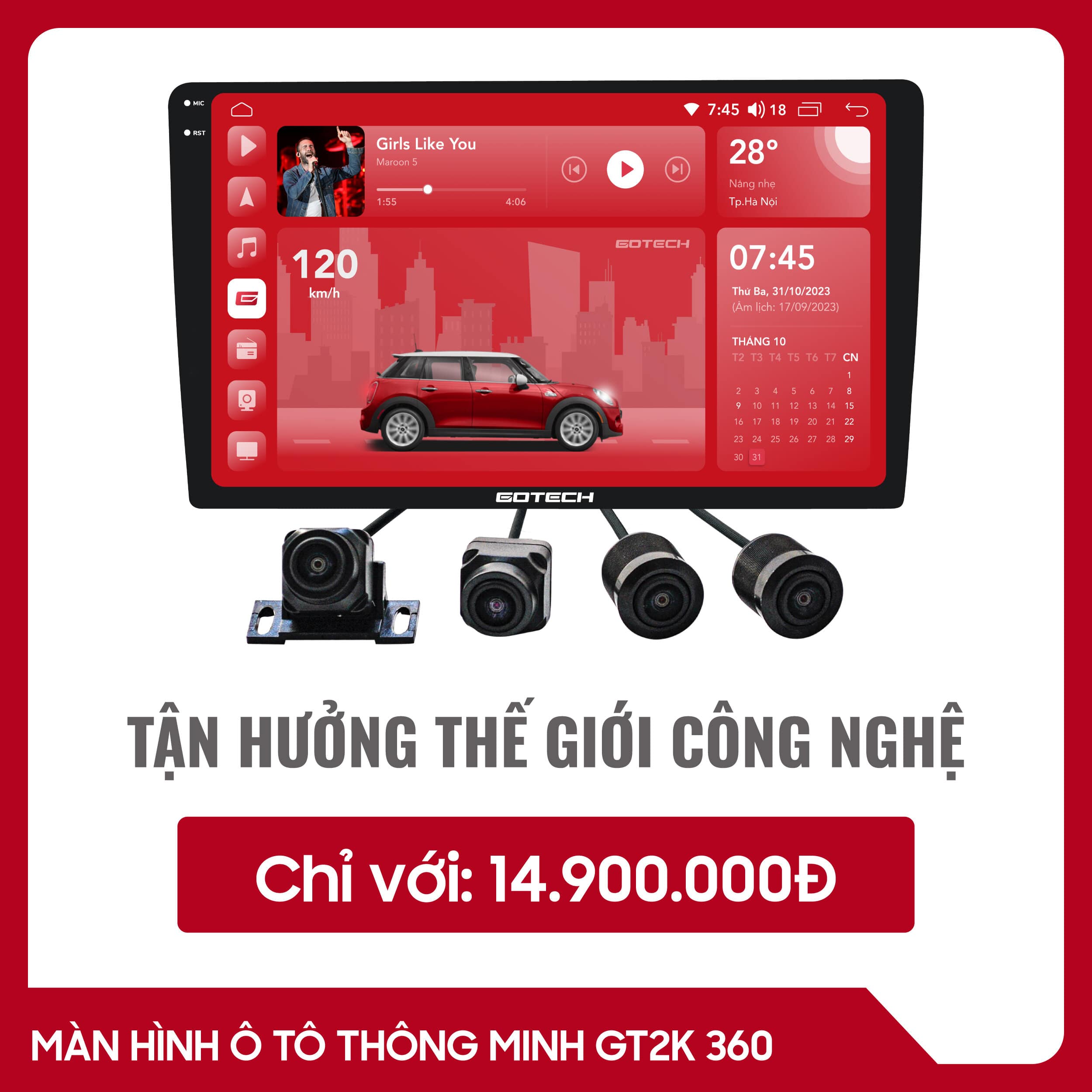 MÀN HÌNH Ô TÔ THÔNG MINH GOTECH GT2K 360